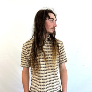 Vintage 1970s 70s Polyester Button up Shirt - JcPenney Towncraft