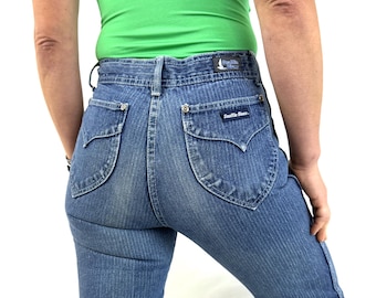 Vintage 1970er 70er Jahre Denim Gestreifte Jeans - Settle Blues