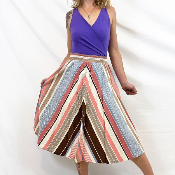 Vintage 80s 1980s You Babes Chevron Striped Skirt