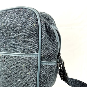 Bolso de mano de viaje vintage Skyway Tweed azul estilo retro