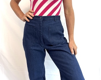 Pantalones vaqueros de estilo marinero vintage azul marino con campana