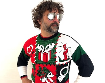 Vintage 1980s 80s Knit Christmas Holiday Sweater