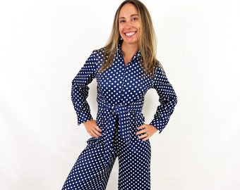 Fun Vintage 1970s Polka dot Jumpsuit