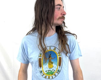 Vintage 1980s 80s Tahiti Bora Bora Blue Tee Shirt Tshirt - Pia Beer