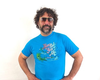 Vintage 80s 1980 Maui Blue Hawaii Crazy Shirt Tee Tshirt T-shirt Shirt