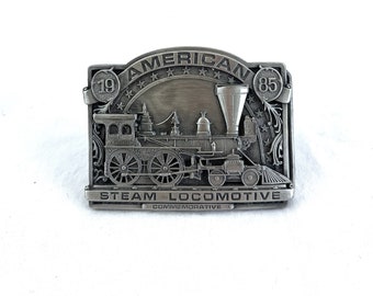 Vintage 1985 Bergamot Brass Works Train Steam Locomotive Commemorative Belt Buckle