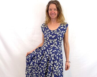 Vintage 80s 1980s Floral Maxi Rayon Dress - Banana Republic