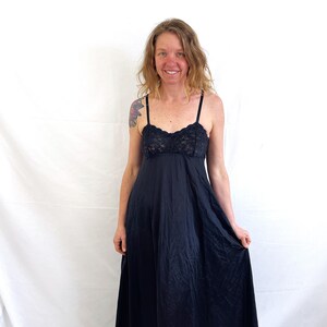 Vintage Nylon Nightgown Black - Etsy 