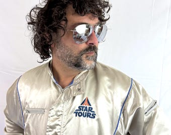Vintage 80s 1980s Original Authentic Satin Disneyland Walt Disney Crew Star Wars Jacket - Star Tours