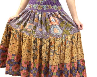 Vintage 1990s 9s Boho Floral Cotton Skirt - By Faith