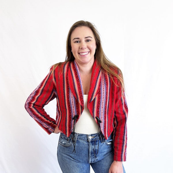 Western Vintage 1980s 80s Cropped Button Up Top Jacket - Star Cody