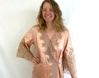 Lovely 1920s 1930s Silk Vintage Lingerie Slip Negligee Dressing Gown Dress Robe