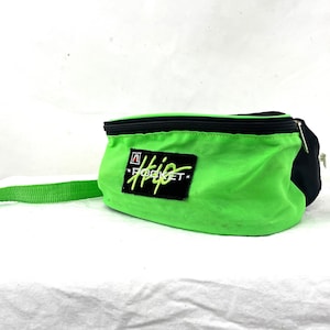 Riñonera Vintage 1980s 80s Hip Pocket Verde Neón