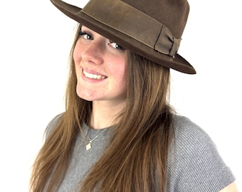 Vintage Indiana Jones Safari Fet Pelzhut Fedora - Stetson