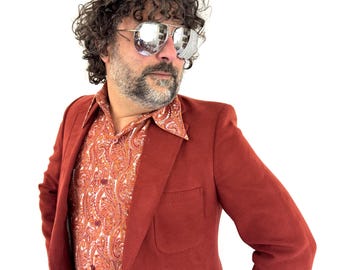 Vintage 1970s 70s Men's Feather Suede Jacket Blazer - Lanvin Paris