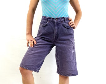 Vintage 80s 1980s Orange Tab Purple Levis Denim Shorts - Student Size 29