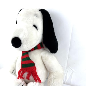Vintage 90s Snoopy Plush: 19&quot; Stuffed Toy with Scarf