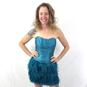 Vintage Betsey Johnson Collection Blue Strapless Feather Y2K 2000s Party Hoco  Dress - Etsy