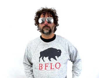 Vintage 80s 1980s Gray B.F.L.O. Buffalo 1987 Sweatshirt