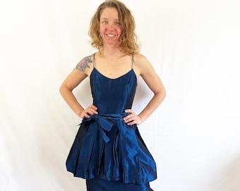 Vintage 80s Nancy Bracoloni for Shangri-La  Iridescent Blue WOW Prom Cocktail Party Dress