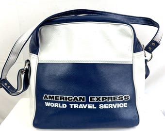 Vintage American Express Travel Service Airlines Day Bag Vinyl Tote Bag