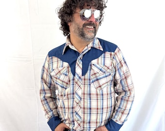 Vintage 1970s 70s H Bar C Western Pearl Snap Shirt