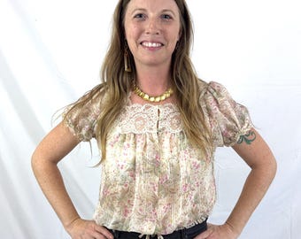 Vintage Christian Dior Lingerie 1980s 80s Shirt Top Blouse