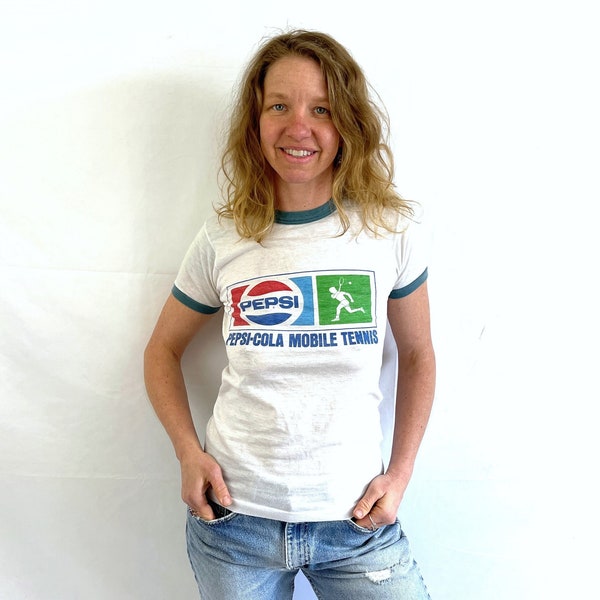 Vintage 1980s 80s Pepsi Tennis Tee Shirt Tshirt