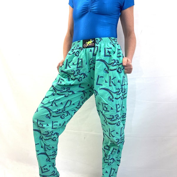 Vintage 90s 1990s Gecko Hawaii Hammer Time Harem Baggy Pants - Surf Parachute