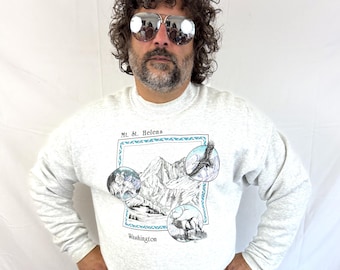 Vintage 1980s 90s Gray Washington Bald Eagle Wolf Sweatshirt