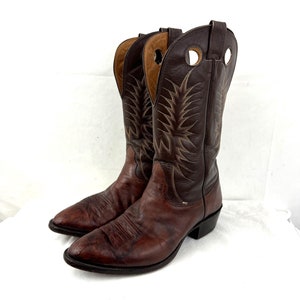 Vintage Western Nocana Brown Leather Cowboy Boots - Size 11  display picture 1