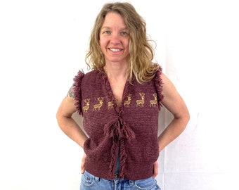 Cute 1980s 80s Vintage Deer Sweater Vest - East Side Clothing Co. Accept no Substitutes