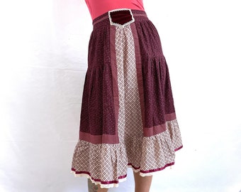 Sweet Vintage Jessica's Gunnies Gunne Sax 1970s Velvet Summer 70s Boho Prarie Floral Skirt