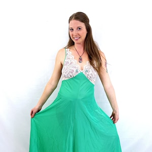 Vintage 1970s 70s Lace Nightgown Designer Maxi Lingerie Gown - Claire Sandra by LUCIE ANN Beverly Hills