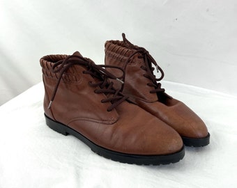Vintage Sporto Brown Leather Granny Boots - Size 6.5M