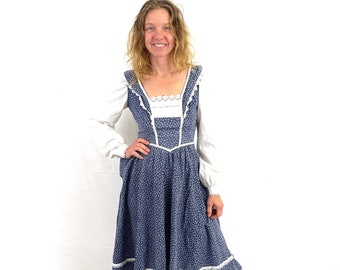 Vintage Gunne Sax by Jessica McClintock Peasant Floral 1970s 70s Dress