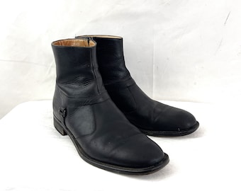 Vintage Black Men's Leather E T Wright Shoes Buckle Boots - Size 9 1/2