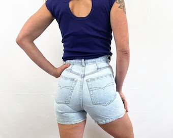 Vintage 90s Yoyo Denim High Waisted Light Wash Shorts - Size 5