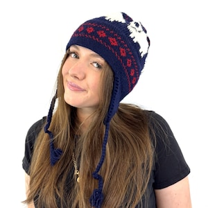 Vintage Wool Sheep Winter Ski Slopes Hat Tuque