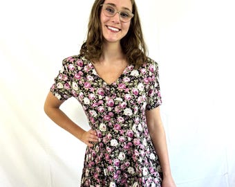 paris sport club dress Vintage Paris Sport Club Laced Waist Floral Dress Sz 7/8
