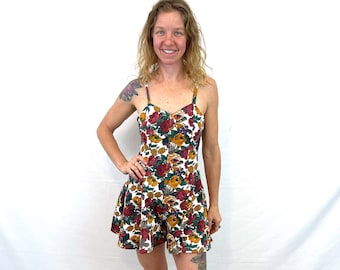 Cutest Vintage 80s Summer Floral Mini Romper Playsuit