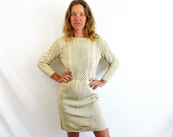 Vintage 1960s 60s Columbia-Minerva Virgin Wool Hand Made Knit Dress