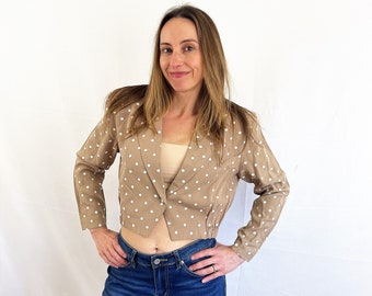 Vintage 80s 1980s Polkadot Cropped Top - A Paquette