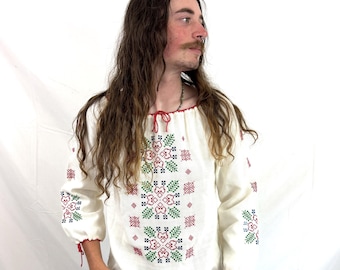 Túnica de verano tradicional para festivales, estilo hippie bohemio étnico, punto de cruz, estilo campesino vintage.
