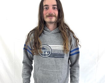 Vintage 80s 1980s Gray Tri-Blend Oregon Whale Sweatshirt Hoodie