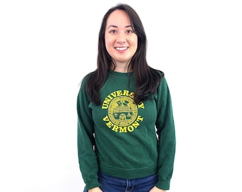 Vintage  1980s 80s Green University of Vermont Sweatshirt - Velva Sheen