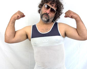 Koszulka bez rękawów Adidas Trefoil Mesh z lat 80.