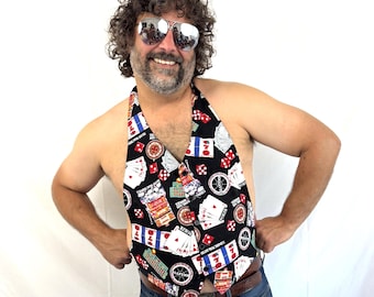 Vintage 1990s 90s Formal Party Vegas Gambling Costume Vest - Tuxedo Park