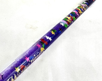 Varita mágica vintage de los años 80, RARA, con purpurina, estrellas moradas y corazones, tubo - Schylling