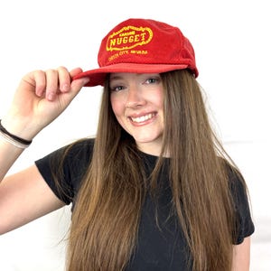 Vintage 80s 90s Carson Nugget - Carson City, Nevada Gambling Red Corduroy Snapback Hat